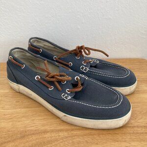 Polo by Ralph Lauren Navy Blue Sander Boat Shoes Slip On Leather Laces Size 10D